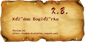 Kádas Boglárka névjegykártya